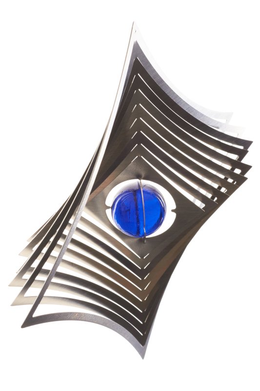 A2004 - steel4you wind chime "diamond" with glass bead (blue)