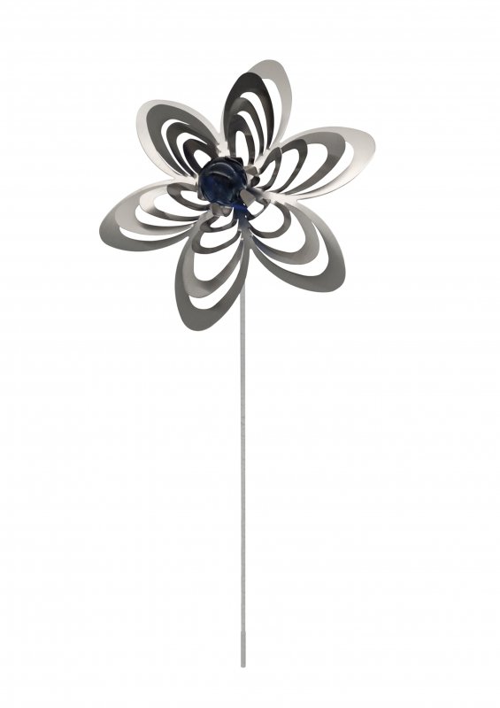 A3011 - steel4you SKARAT Gartenstecker Blume mit Echtglas-Perle in dunkelblau