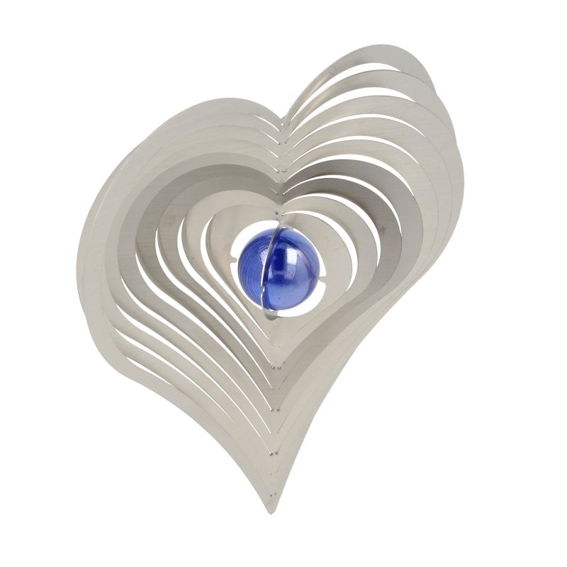 A2008 - SKARAT 3D-Windspiel Herz mit blauer Glasperle