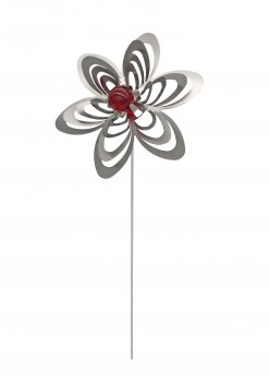 A3012 - steel4you SKARAT Gartenstecker Blume mit Echtglas-Perle in rot
