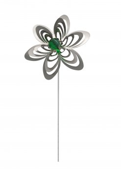 A3013 - steel4you SKARAT Gartenstecker Blume mit Echtglas-Perle in grün